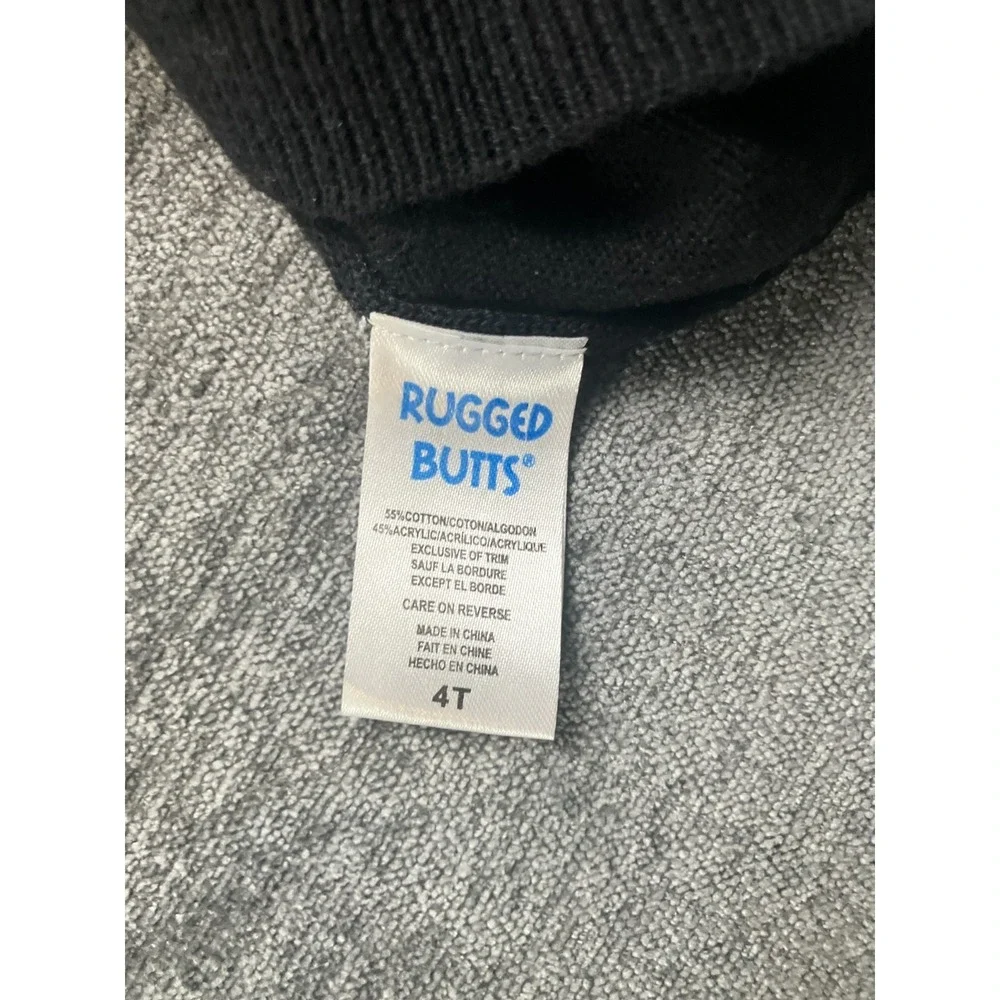 RuggedButts Quarter Zip‎ Sweater Toddler Boys 4T Black Cotton Knitted Pullover
